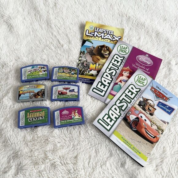 Leapfrog Leapster Games Lot Of 6 Cartridges Disney Princess Cars Pet Pals - Picture 1 of 4